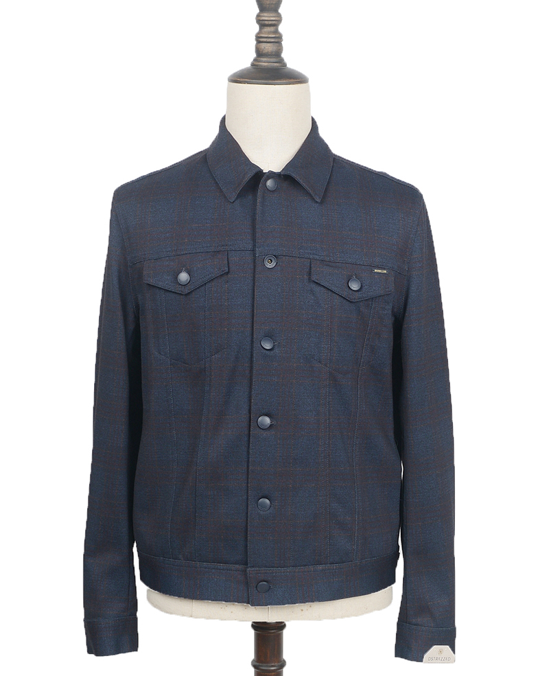 111324 jeans jacket scottish check