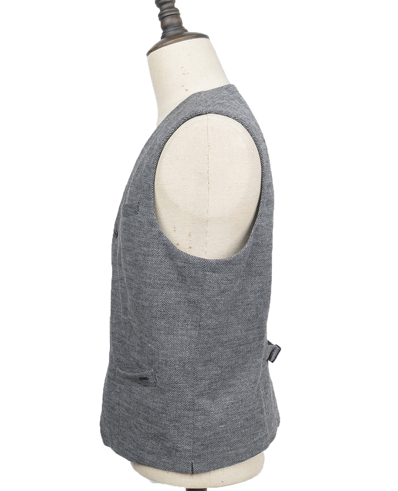 Mens vest knit herringbone melange grey 121150