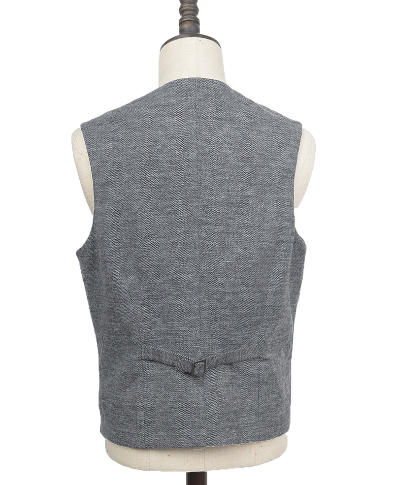 Mens vest knit herringbone melange grey 121150